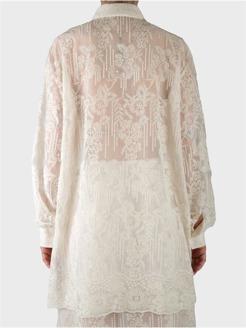 Long chiffon shirt with all-over lace ERMANNO SCERVINO | D464K618IBQ10602